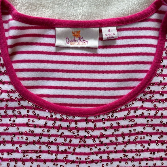 Quacker factory pink sequin striped tee - Picture 7 of 9